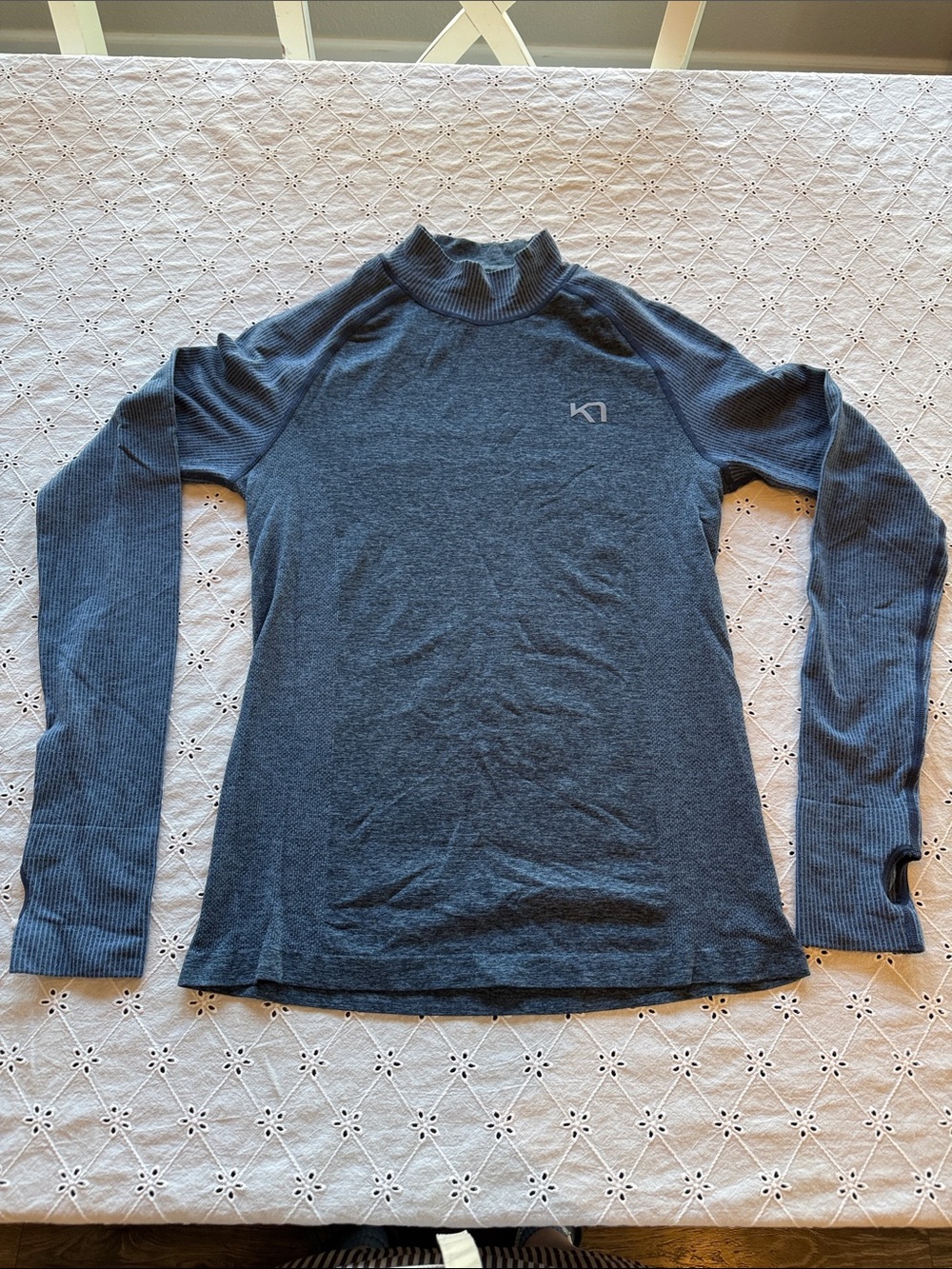 Kari Traa women’s  Long-Sleeve Mock Neck Performance Shirt - Dark Blue